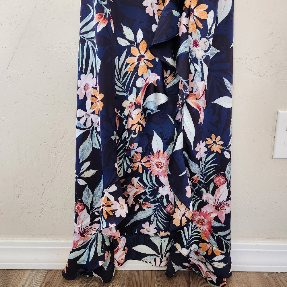 Vici Capriccio Satin Floral Ruffle Maxi Dress - Picture 5 of 11